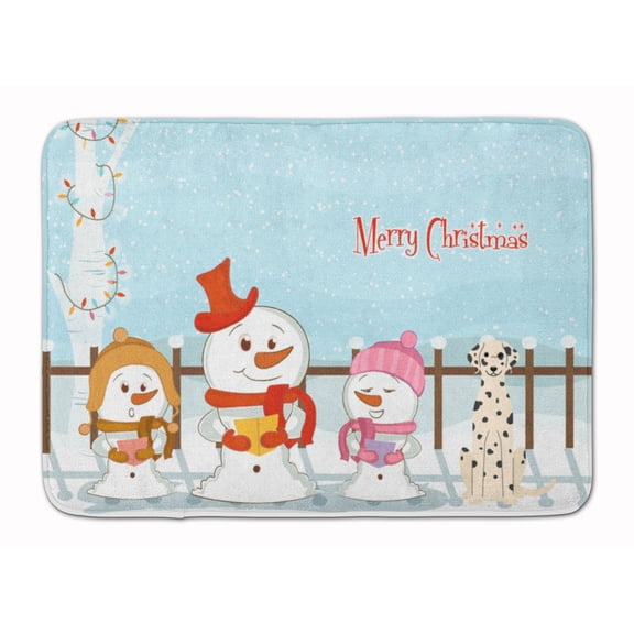Merry Christmas Carolers Dalmatian Machine Washable Memory Foam Mat