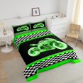 thumbnail image 4 of Erosebridal Cool Motorcycle Bedding Sets Twin with Comforter, Honeycomb Duvet Insert, Checkered Flag Decor, Breathable 2-Piece, 4 of 8