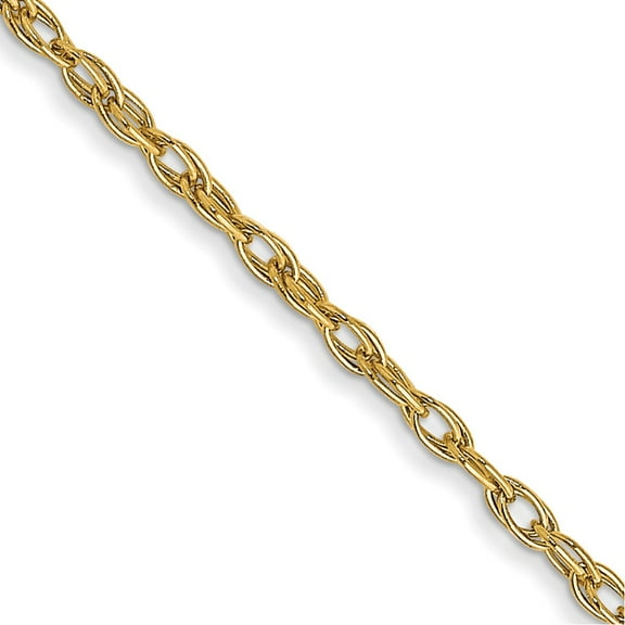 14K Yellow Gold Cable Chain Styles Necklace 16 inch Carded 1.35 mm Rope with Spring Ring Clasp