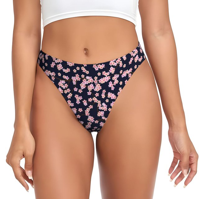 Fotbe Flower Tanga Sin Costuras para Mujer con Estampado – Panties Invisibles, Transpirables y Cómodos para Uso Diario-Small