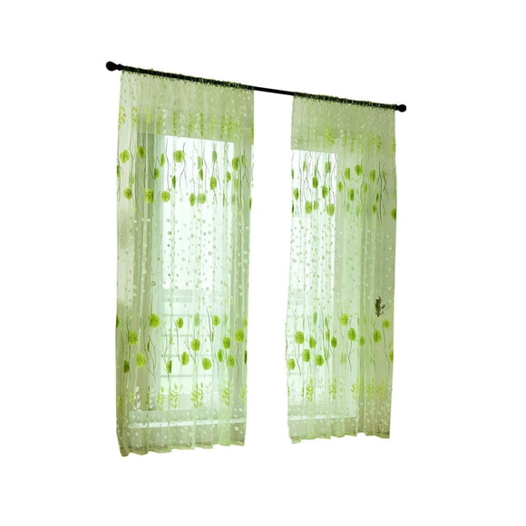 Kadlawus Sheer Curtain for Living Room, Voile Window Drape with Leaves Pattern, Light Filtering Panel Curtain, Modern Valance for Bedroom and Office