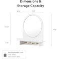 thumbnail image 2 of Wall Mirror with Shelf and Hooks, 20"x20" Arched Vanity Mirror Decorative Hanging Wall Mirrors Wood Frame Mirror for Bathroom Bedroom Entryway Living Room, White, 2 of 18