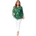 thumbnail image 3 of DARING DIVA Women's Plus Women's Dressy Blouse V Neck Mesh Flowy Work Shirts 2X Green, 3 of 6