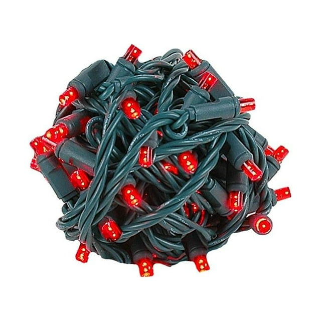 Novelty Lights 50 Light LED Twinkle Christmas LED Mini Light Set, Red, Green Wire, 25 Feet