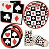 Casino Night Poker Game Party Supplies Tableware Set 24 9" Dinner Plates 24 7" Plate 24 9 Oz. Cups 50 Lunch Napkins For Card Playing Club Heart Spade Black & Red Theme Disposable Birthday Paper Goods