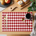 thumbnail image 2 of Red Plaid Placemats Set of 8 Modern Minimalist Geometric Gingham Checkered Place Mats Indoor Wipeable Table Mats Washable Cloth Dining Table Placemats for Kitchen Holiday Party Home Decor 13x19 Inch, 2 of 9