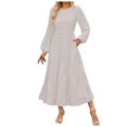 thumbnail image 1 of Vestido largo con lunares para mujer 2025 Fall Dot - Manga larga, corte A en capas - Para invitadas a bodas/informal - S-XL, 1 of 8
