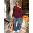 thumbnail image 5 of MOYIKO Off the Shoulder Tops for Women Oversized Tshirts Long Sleeve Casual Basic Tees Shirts Loose Fit, 5 of 7