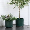 thumbnail image 4 of LuxenHome Jade Green Ribbed 13.8-Inch Round Ceramic Planter, 4 of 8
