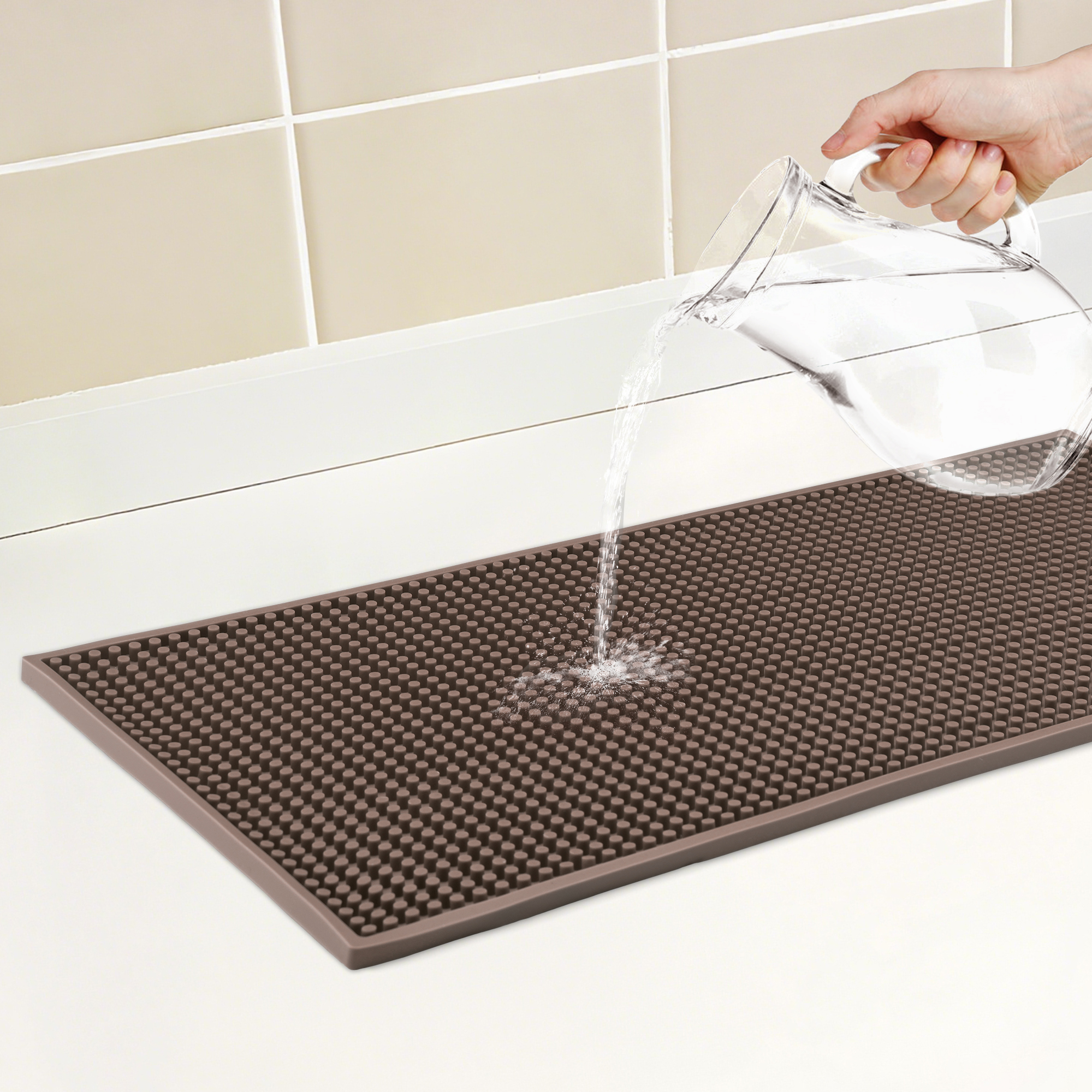 Unique Bargains Silicone Dish Drying Mat for Kitchen Counter Coffee 23.6*11.8*0.4 inch