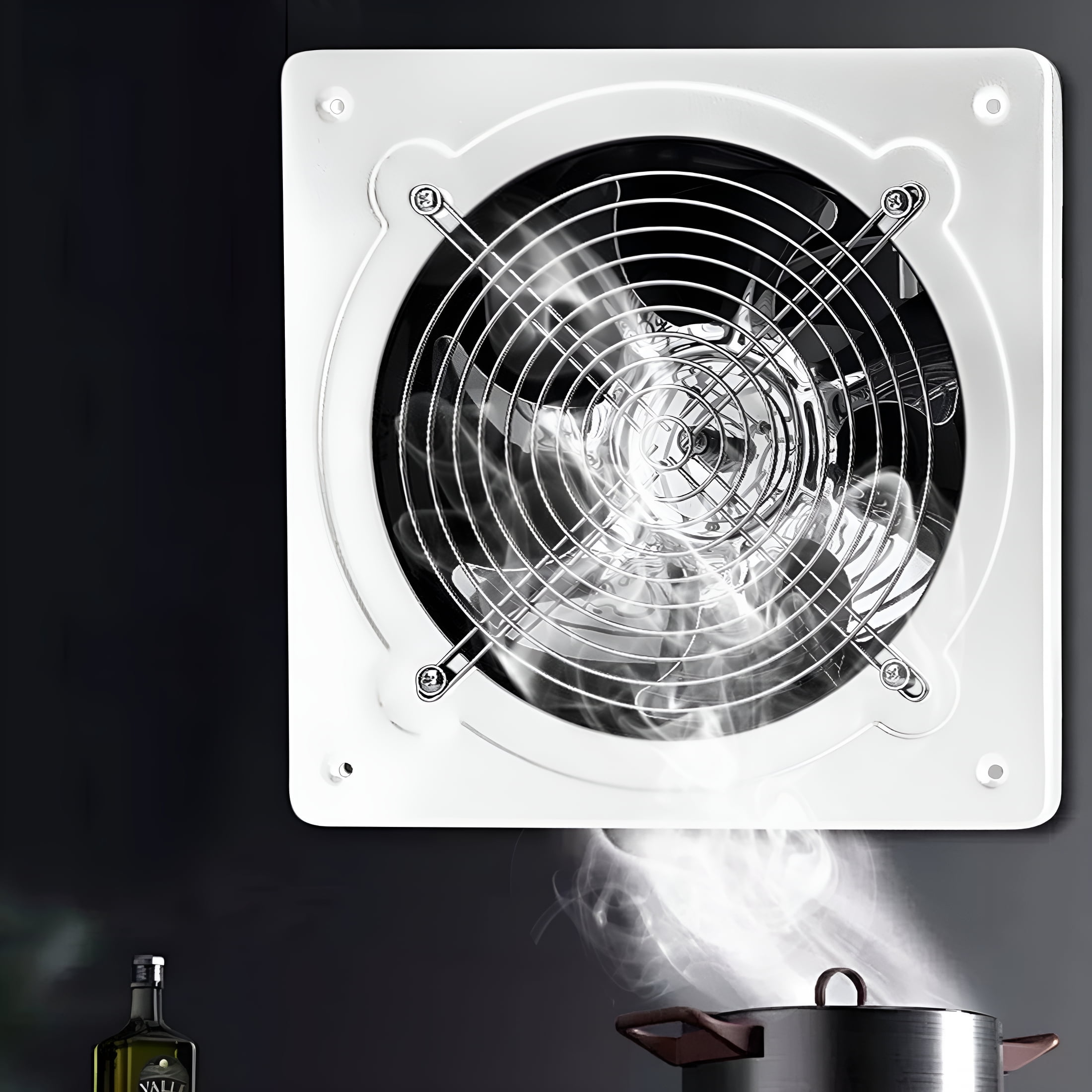 HIBIBUD Exhaust Fan with Switch,Powerful Kitchen Exhaust Fan with Damper,Portable Window Fan,Small Fume Extractor Ventilation Fan for Bathroom,Shop,Smoking Room,Garage,Black