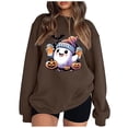 thumbnail image 1 of Pisexur Chandail en Molleton d'Halloween pour Femmes en Molleton Ample Automne Orange Manches Longues Col Rond Mode Citrouille Graphique Chandails en Molleton Chandails à Capuchon d'Halloween Chandail, 1 of 3