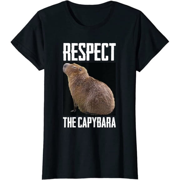 Respect The Capybara Funny Rodent Capibara Photo T-Shirt