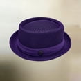 thumbnail image 4 of EOYWHK Fedora Hat for Men Summer Breathable Mesh Top Hat with Metal Button Decor Short Brim Summer Pork Pie Hats for Men, Purple Free Size, 4 of 4