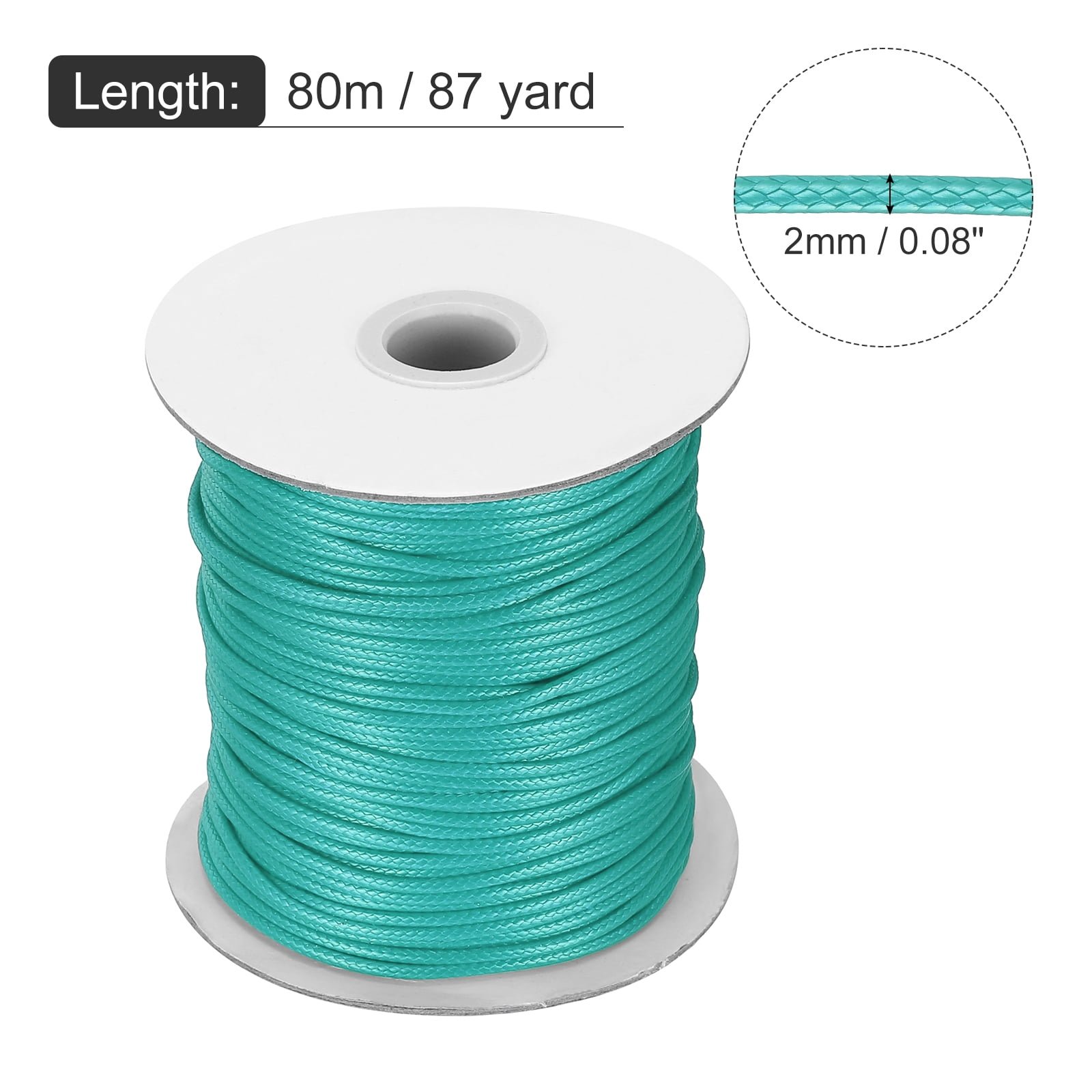 Waxed Cord 2mm Waxed Thread 87 Yard Wax String Leather Cord for Bracelet Making, Necklaces, Beading, Jewelry Making and DIY Crafts(Blue-Green)