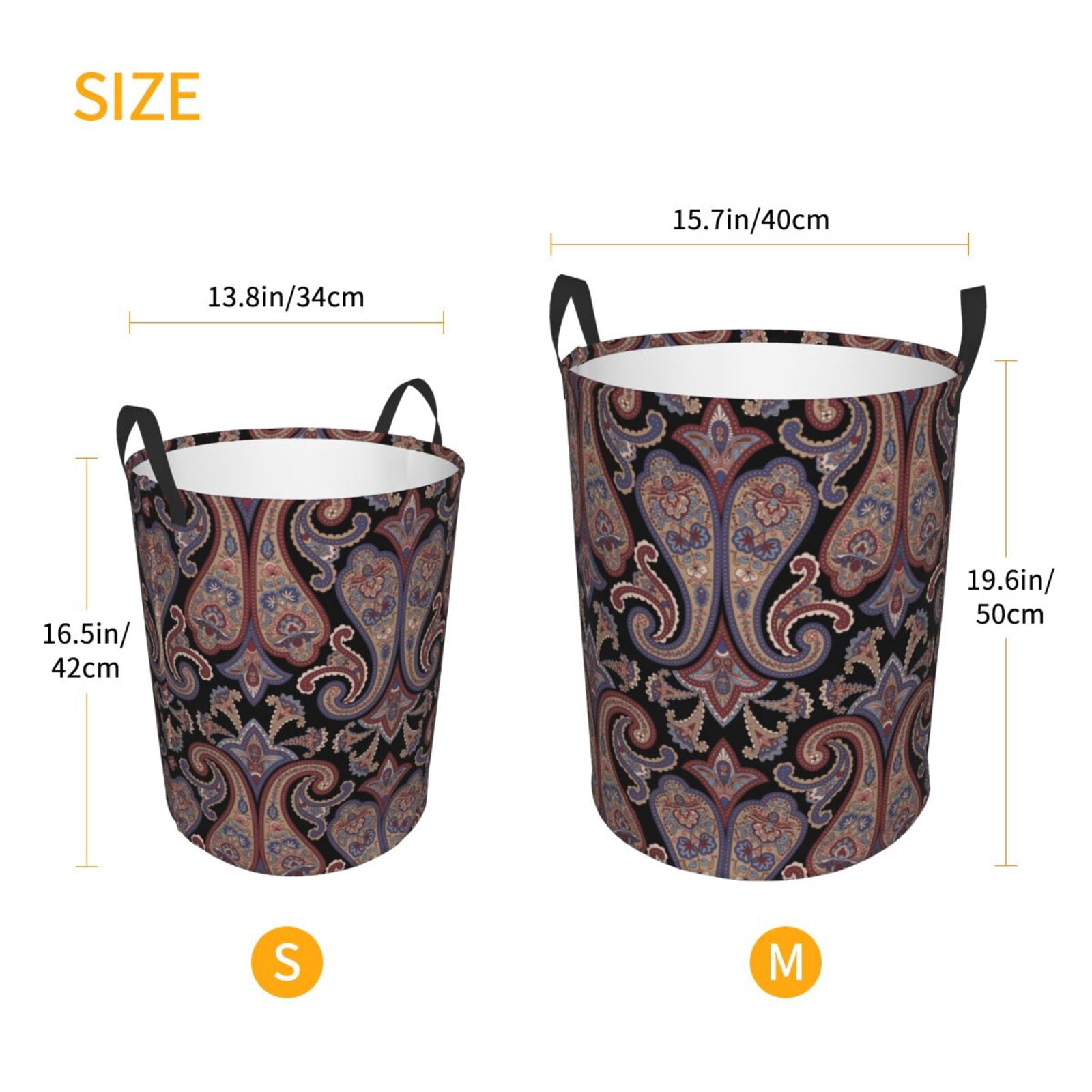 Large Laundry Basket with Handles - Paisley Pattern No.90118 Kids Baby Dirty Clothes Laundry Hamper for Bedroom Aesthetic