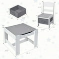thumbnail image 3 of Costway Kids Table Chairs Set With Storage Boxes Blackboard Whiteboard Drawing Grey, 3 of 12