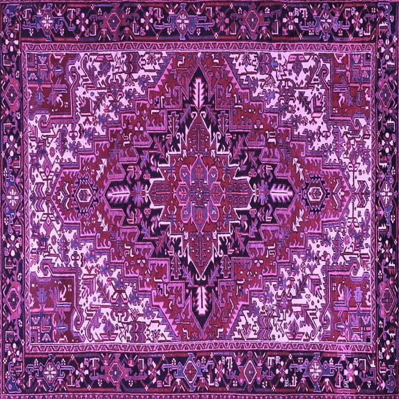 Ahgly Company Indoor Square Persian Purple Traditional Area Rugs, 7' Square