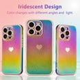 thumbnail image 2 of MYKOMI for iPhone 16 Pro Case 6.3 inch,Cute Colorful Iridescent Plating Edge Case with Love Hearts Pattern,Camera Lens Protection Shockproof Phone Case for Women Girls, 2 of 9