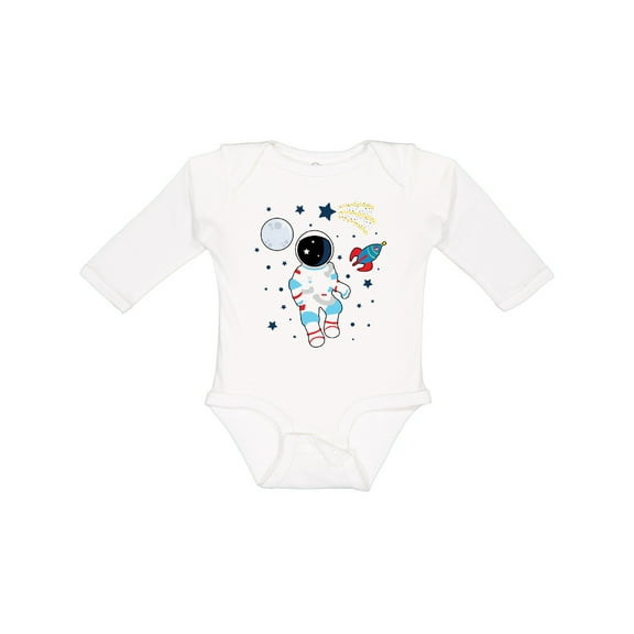 Inktastic Astronaut the Moon Spaceship and Shooting Star for Light Colors Boys or Girls Long Sleeve Baby Bodysuit