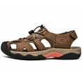 thumbnail image 5 of Lopsie men's summer leather sandals breathable casual beach men's sandals closed toe crash brown sandals US size 9.5, 5 of 7