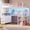 White, variant on Toogaho Full Loft Bed with U Shaped Desk & LED Lights & Charging Station,Metal LED Loft Bed Frame with 10 Storage Drawers & Door Cabinet & 13"H Guardrail,Brown