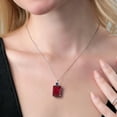 thumbnail image 3 of Gem Stone King 925 Sterling Silver Red Created Ruby and Blue Created Sapphire Pendant Necklace for Women (20.25 Cttw, Emerald Cut 18X13MM, With 18 inch Silver Chain), 3 of 4