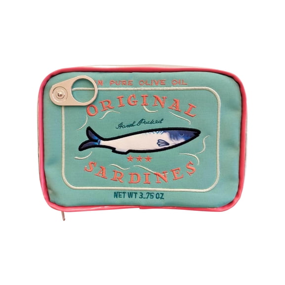 ajkijo Canned Sardines Makeup Bag, Funny Sardine Tin Fish Cosmetic Bag, Creative Cute Makeup Bag Kawaii Pencil Case Pouch, Make up Pouch for Women Light Blue