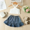thumbnail image 2 of Utlike Girls 2 Pcs Outfits Set Toddler Sleeveless Vest T Shirt Tops Denim Skirts Outfits Girl'S Cheap Clothing Set Size 18 Months-24 Months, 2 of 7