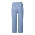 thumbnail image 5 of Ludearly Linen Pants for Women Beach Summer Plus Size Elastic Waist Straight Leg Crop Button Casual Trousers with Pockets, 5 of 5