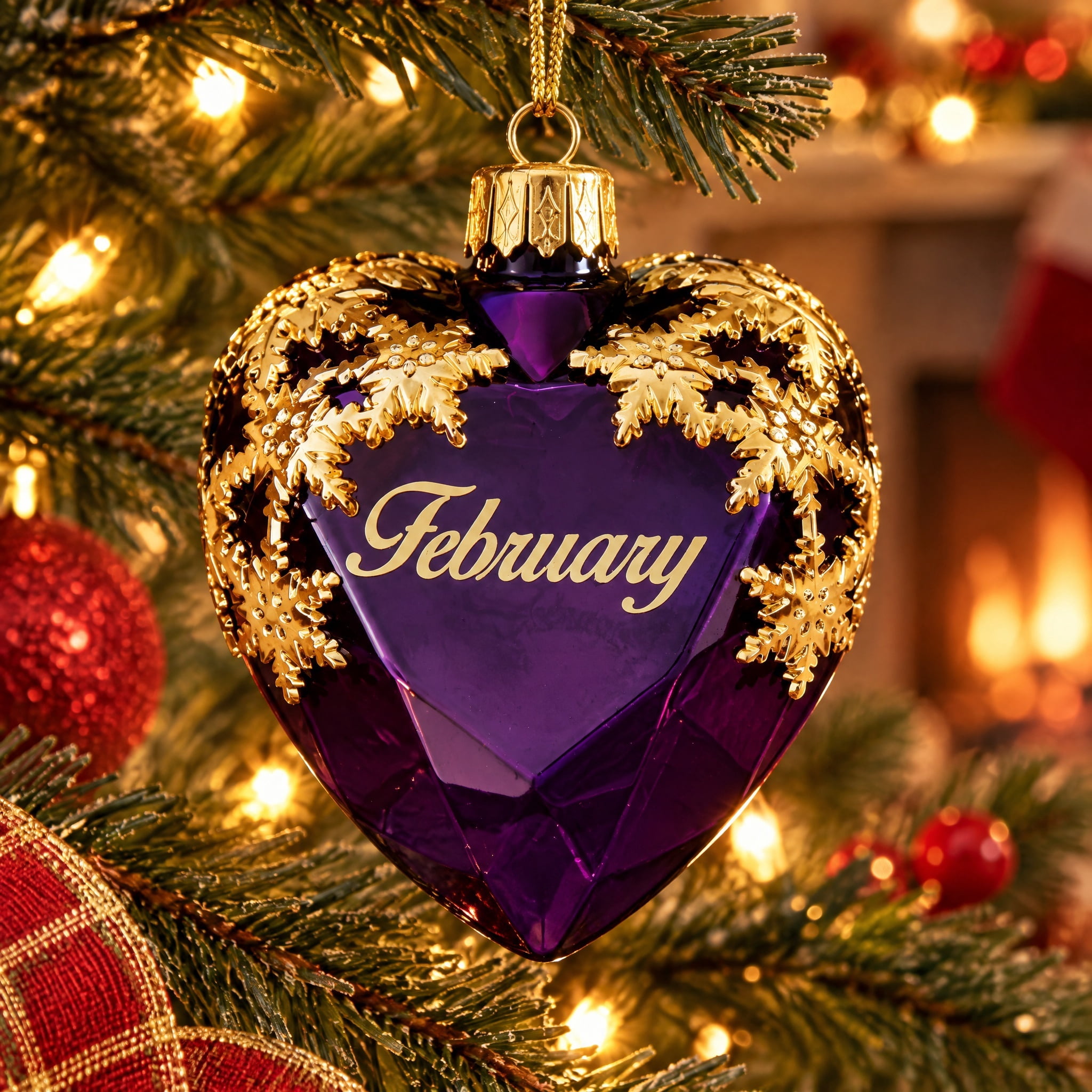Purple and Gold February Birthstone Christmas Ornament, 4.3", by Holiday Time
