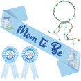 thumbnail image 1 of Set de fajas para baby shower con diseño de elefante grueso para mamá y papá, 1 of 7