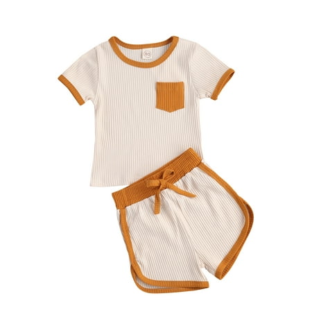 

Gupgi Kids Baby Boys Girls Outfit Set Short Sleeve Pocket Top Shorts Set