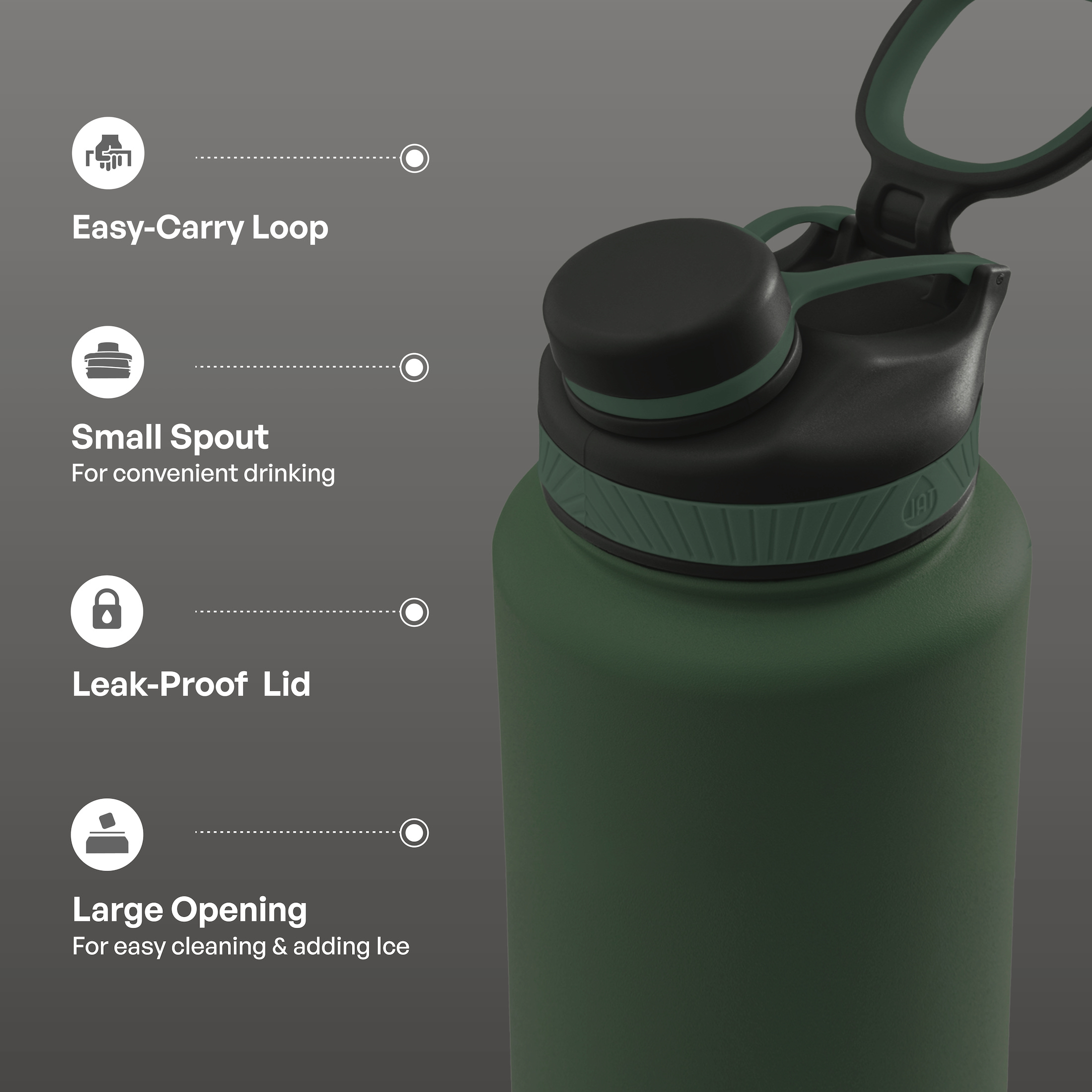 TAL 40 oz Insulated Stainless Steel Water Bottle, Green photo 2