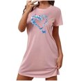 thumbnail image 2 of Mefallenssiah Chemise de Nuit Courte Surdimensionnée pour Femmes Mode Imprimé Poitrine Manches Courtes, 2 of 7