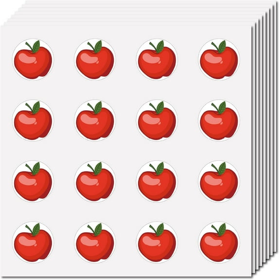 Red Apples Sticker Small Shape Stickers Plastic Waterproof Adhesive Round Dot Cartoon Fruit Planner Stickers Decals for DIY Crafts Scrapbooking Laptop Luggage Cup Diary 0.98Inch colorful