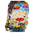 thumbnail image 2 of Nouveaux Hauts pour Femmes 2023 Mode Dames Chandail en Molleton à Manches Longues Col Rond Imprimé Blouse Pull-Over Coupe Décontractée Chandail en Molleton Oversize pour Femmes, 2 of 5