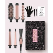 KIPOZI Professional Curling Wand Set, 5-in-1 Multi-Curl Iron with Thermal Brush & 4 Ceramic Attachments, Fast Heat Up for Curly/Wavy Hair, Rose Gold Styling Tool Kit, Gift Ready
