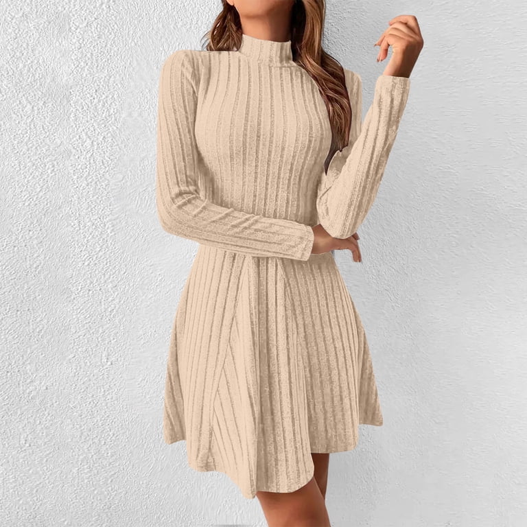 long sleeve sweater dress walmart Midi Dresses For Women Sevevn Womens Long Sleeve Ribbed Knit Sweater Dresses 2025 Fall Short Tunic Dress