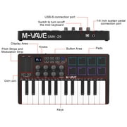 M-VAVE 25 Key USB MIDI Keyboard Controller With 8 Backlit Drum Pads, Bluetooth Semi Weighted Professional Dynamic Keybed, 8 Knobs and Music Production