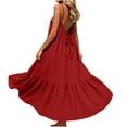 thumbnail image 5 of Women's Summer Maxi Dress Plus Size Solid Color Blackless Dress flowy Swing A Line Dress 2026 Casual Boho Sleeveless Spaghetti Strap Smocked Tiered Long Beach Sundresses for Women, 5 of 8
