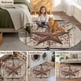 thumbnail image 5 of Texas Star Retro Round Area Rug 4Ft Washable Circle Rugs for Bedroom Dining Room, Brown Beige Wooden Berry Vintage Non-Slip Carpet Floor Mats Indoor Outdoor Carpet Runner Aesthetic Home Decor, 5 of 8