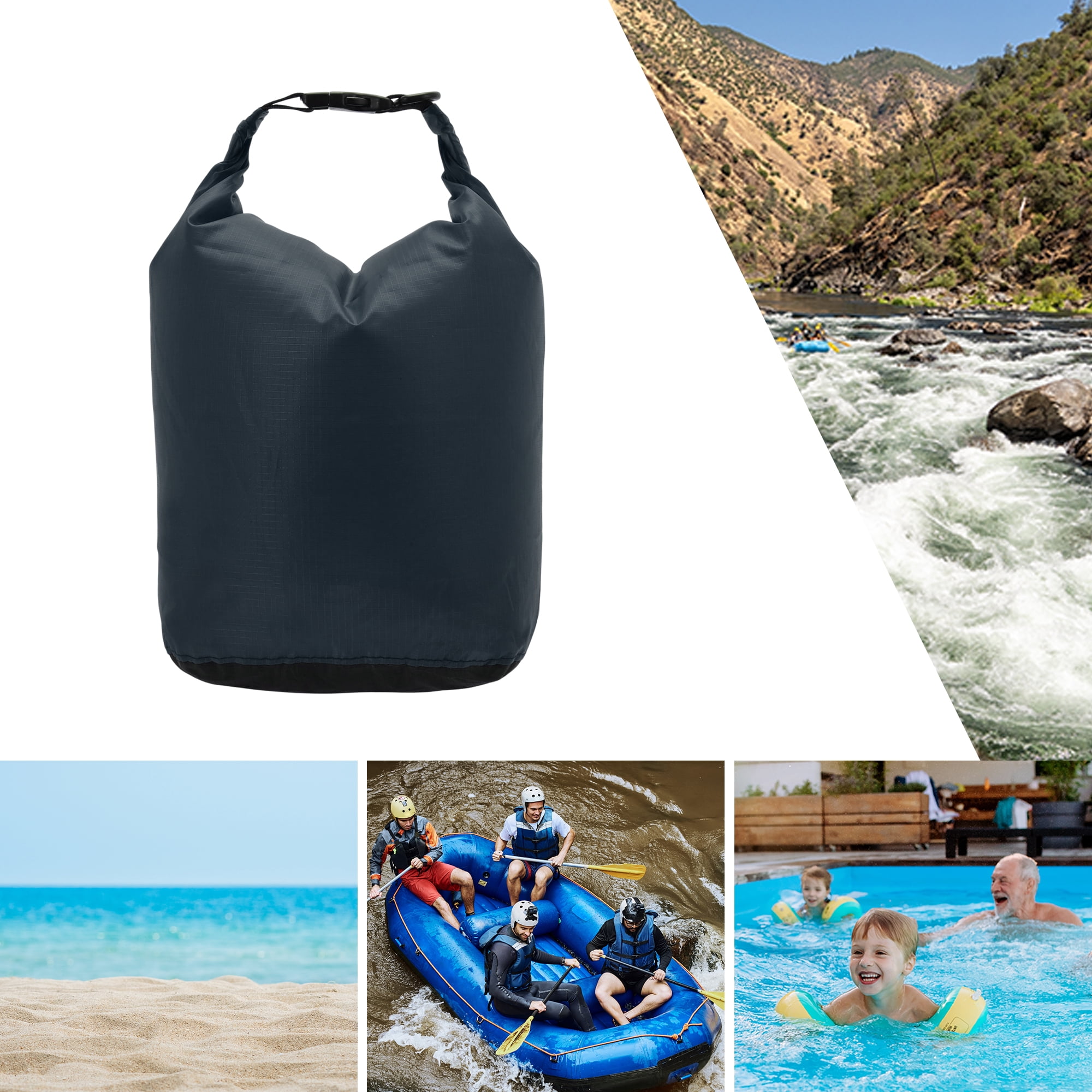 Unique Bargains Stuff Sacks Lightweight Dry Pack Dark Blue 20L