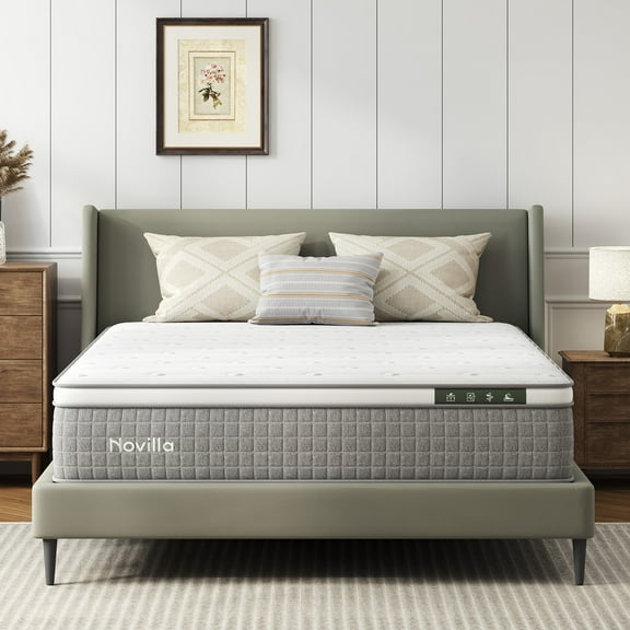 Novilla Vela 12 inch Queen Mattress, Hybrid Mattresses with Cooling Gel Memory Foam in a Box, Pressure Relief, CertiPUR-US Certified