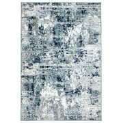 Contemporary Distressed Abstract Shades Blue 5' X 7' Indoor Area Rug