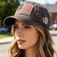 thumbnail image 3 of Vintage Baseball Hats for Men American Flag Patch Breathable Mesh Classic Baseball Caps Adjust Cotton Running Ball Hats, 3 of 5