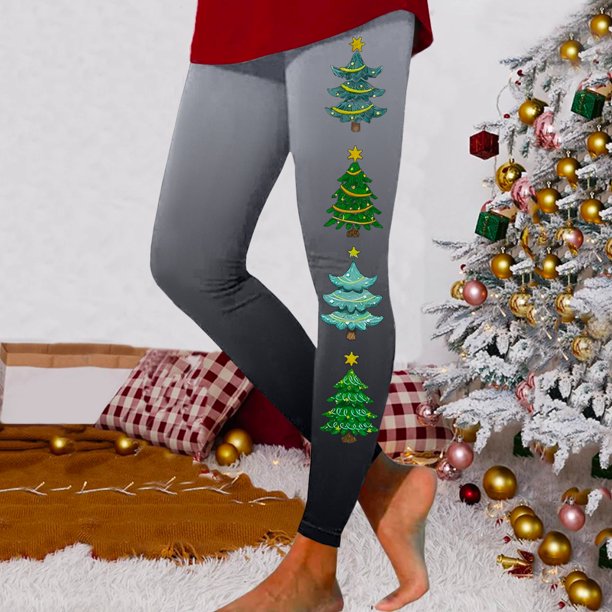 WILLBEST Leggings con Estampado Navideño para Mujer, Pantalones de Yoga de Cintura Alta para Entrenamiento, Ropa Deportiva Elástica Y Cómoda Extra Grande