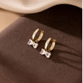 thumbnail image 5 of Sterling Silver Love Bow Hoop Earrings for Women Teens CZ Bow Hoop Earrings Huggie, 5 of 6