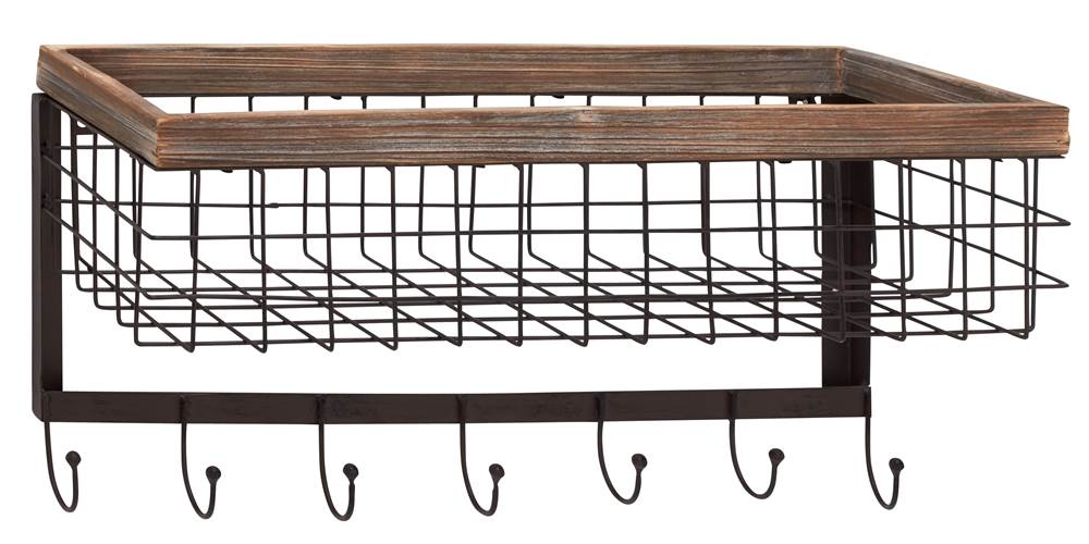 Wooden Wall Basket Hook