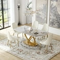 thumbnail image 2 of LovingAHome Dining Table Sets for 6, Dining Room Table with 6 PU Leather Upholstered Chairs, White Marble Dining Table Set for Kitchen, Dining Room, 2 of 7